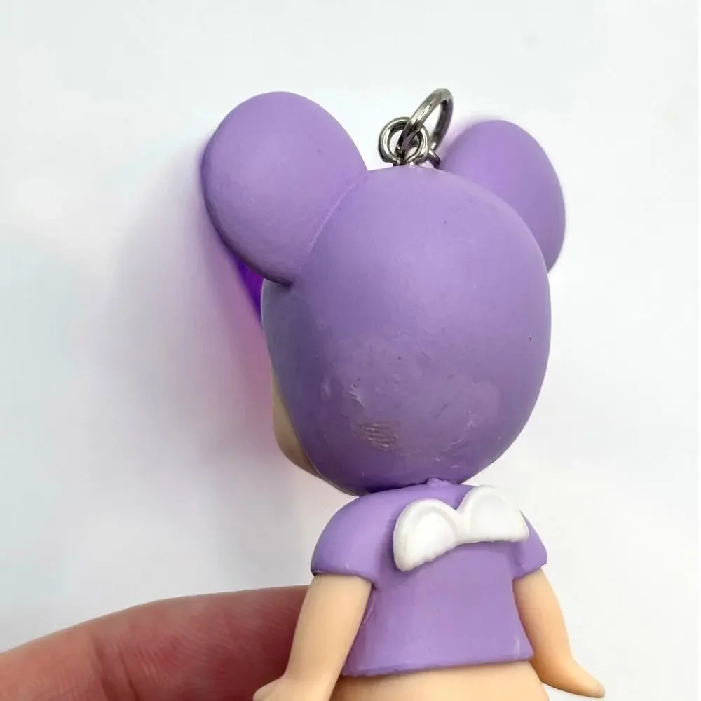 New Unbranded Kewpie/Angel Collectible Mini Figure, Purple Mouse Keychain - READ